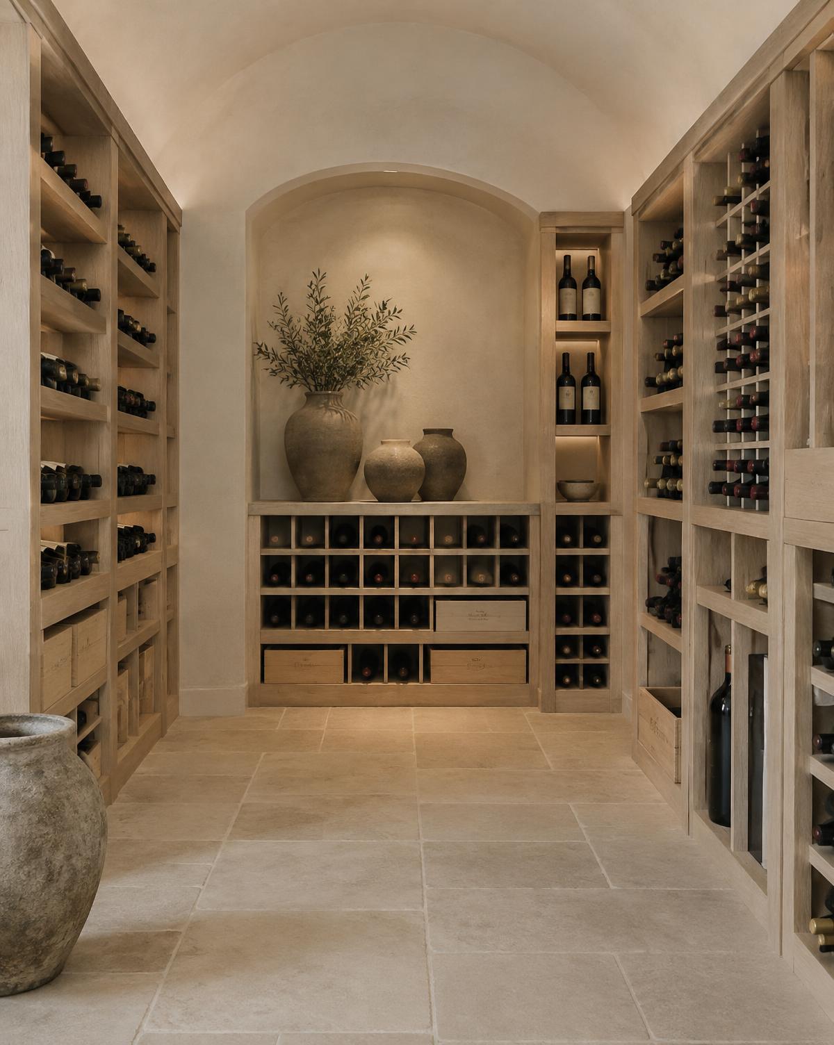 A private wine cellar in soft light